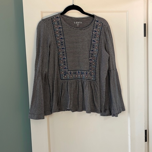 LOFT Embroidered Knit Top - Picture 1 of 2